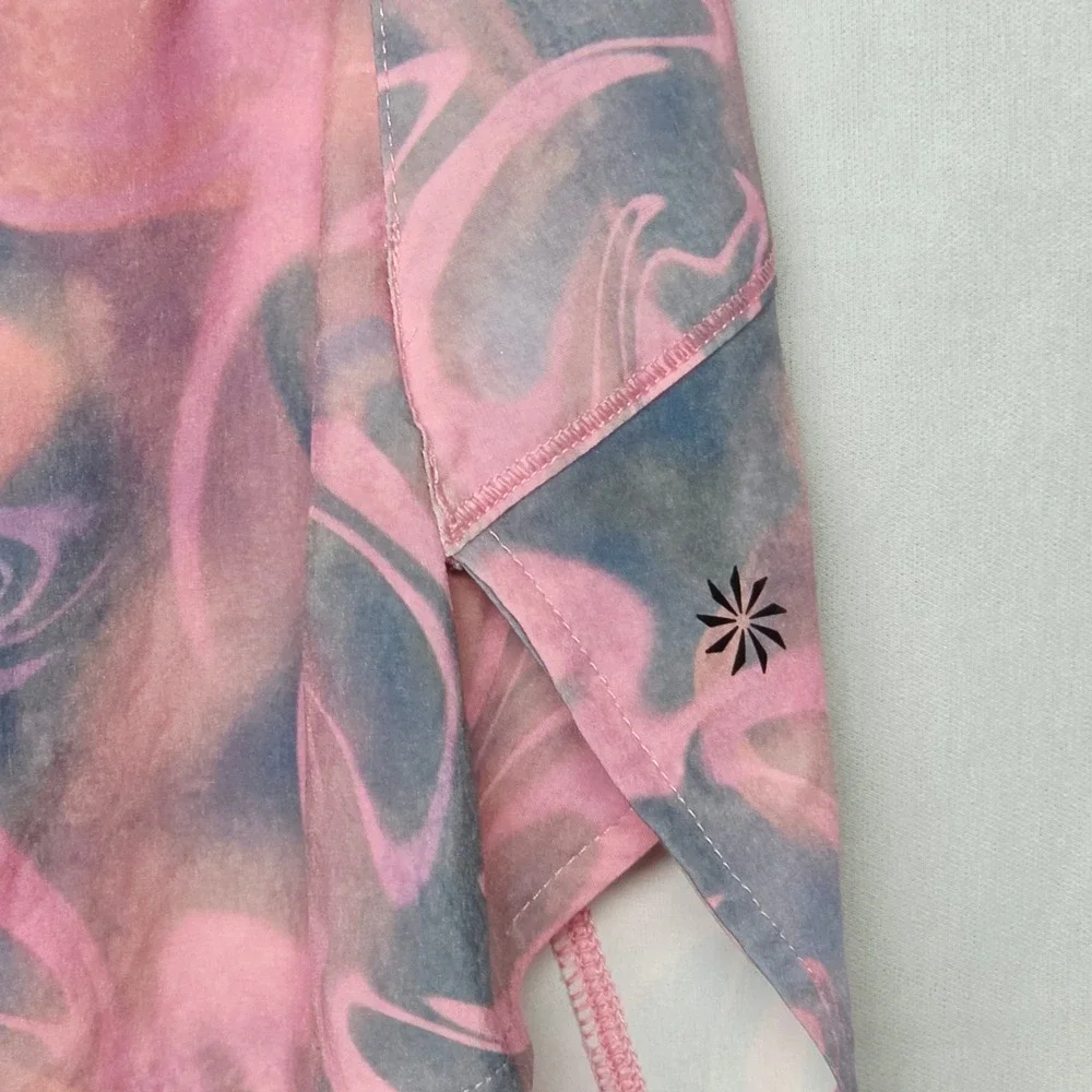 Athleta Girl Run The World 3 Inch Shorts Pink Blue Marble Swirl Size L 12
